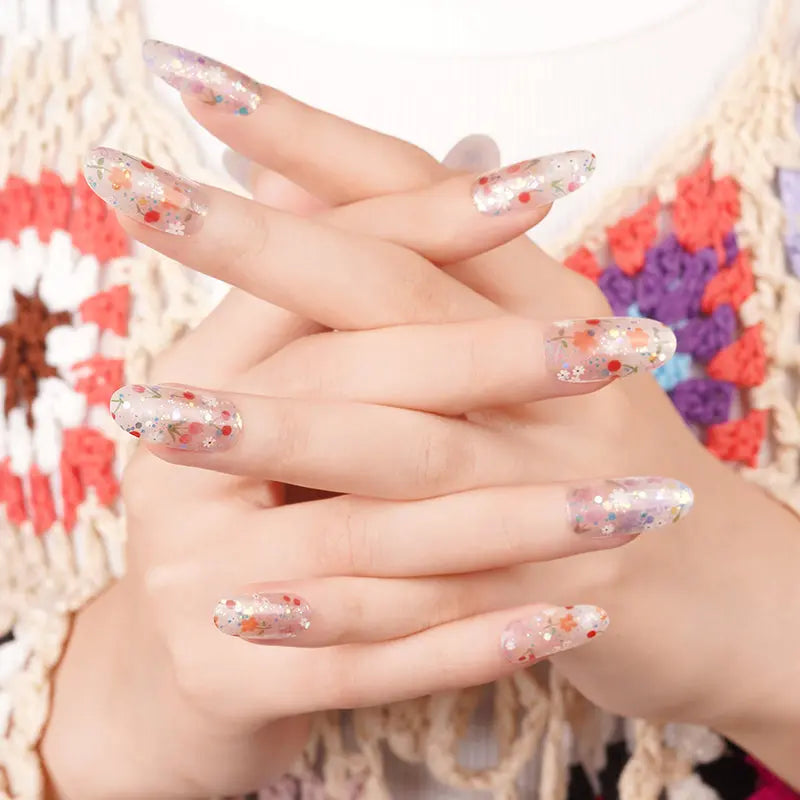 Gel Stickers With Uv Light Confetti Gel Flower — Semi-Cured Gel Nail Wraps