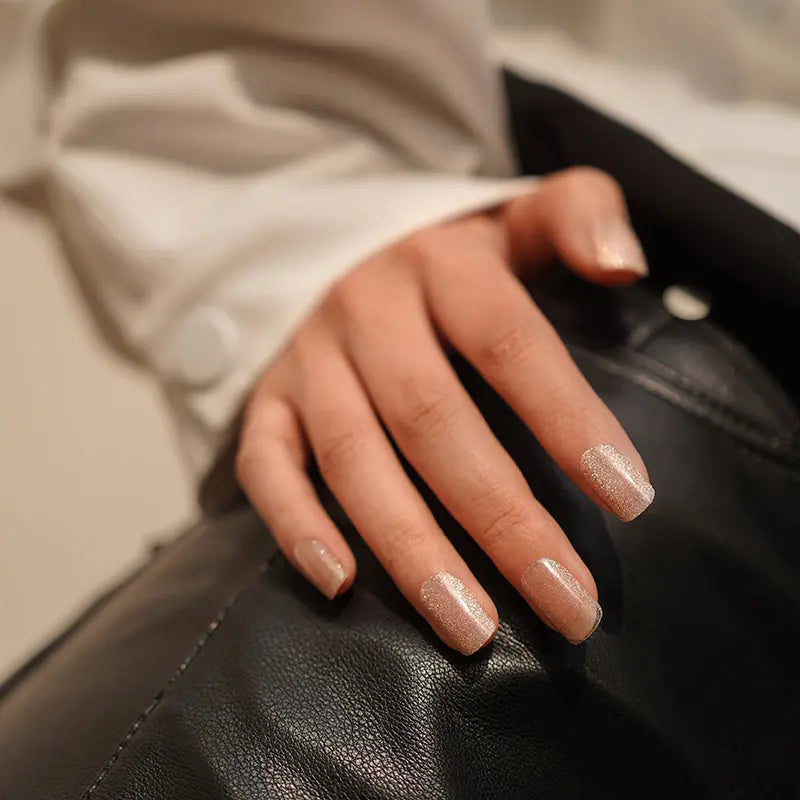 Gel Transfers Camel Cat Eye Manicure — Semi-Cured Gel Nail Wraps