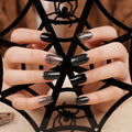 Gel Art Sticker Halloween Black Glitter Color Skull Full Sticker — Semi-Cured Gel Nail Wraps