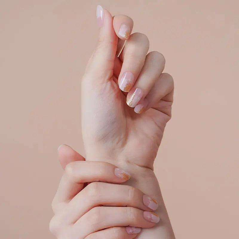 Sheer Gold Glitter Nails — Semi-Cured Gel Nail Wraps