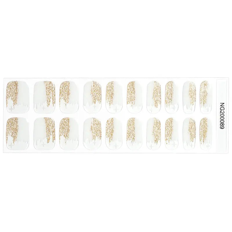 Sheer Gold Glitter Nails — Semi-Cured Gel Nail Wraps