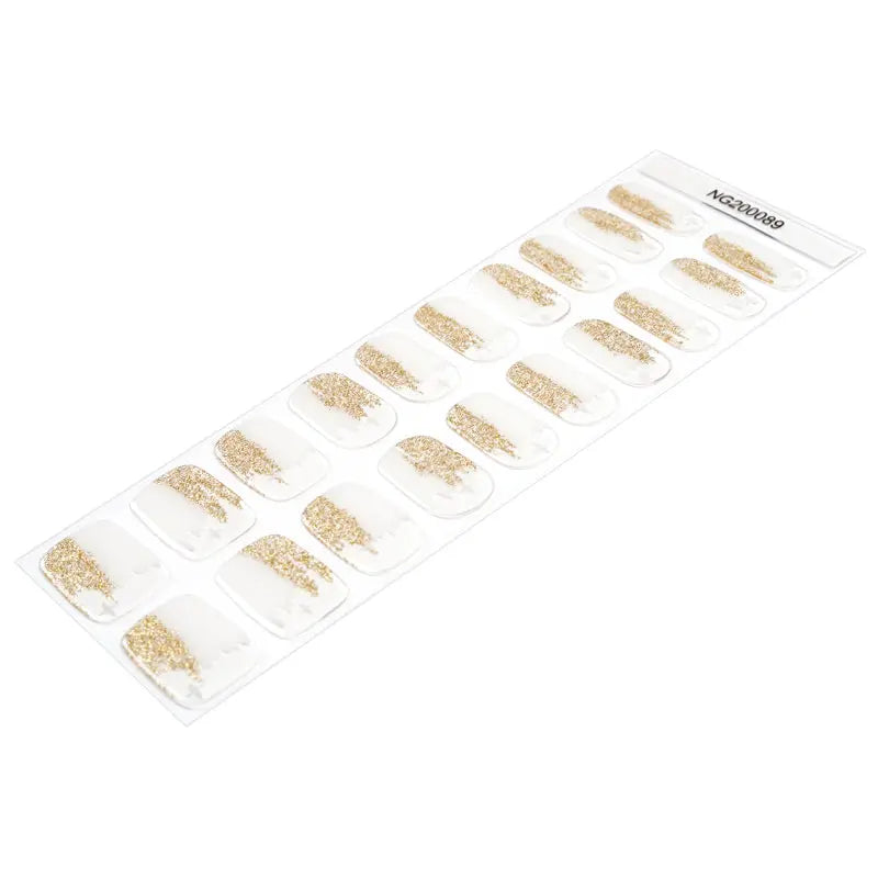 Sheer Gold Glitter Nails — Semi-Cured Gel Nail Wraps