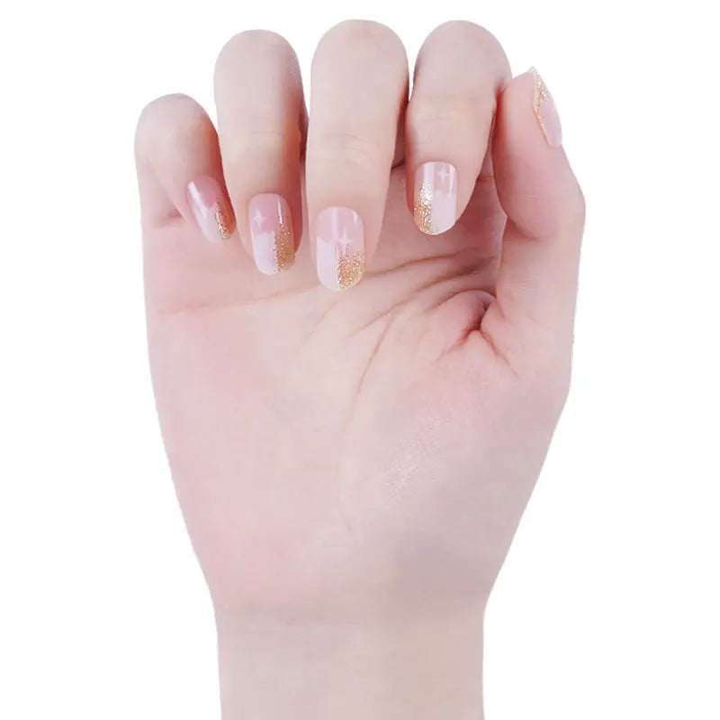 Sheer Gold Glitter Nails — Semi-Cured Gel Nail Wraps