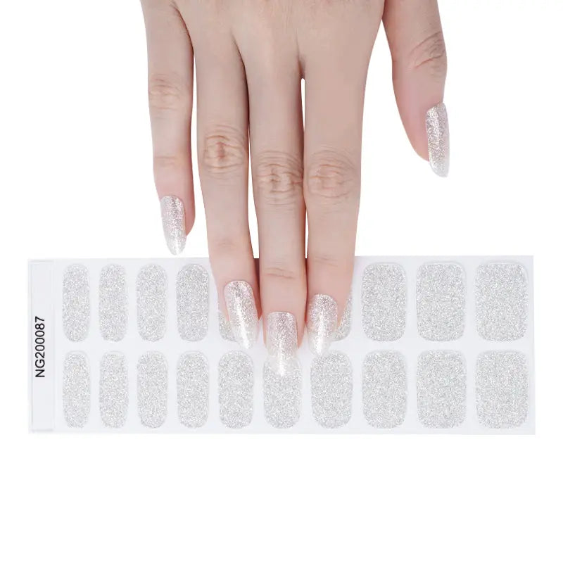 Silver Glitter Nails — Semi-Cured Gel Nail Wraps