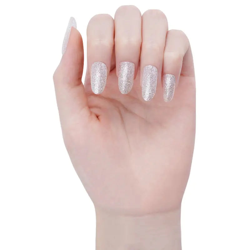 Silver Glitter Nails — Semi-Cured Gel Nail Wraps