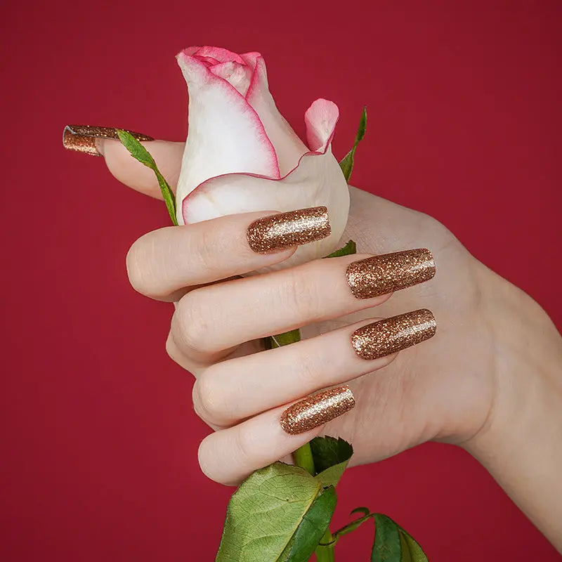 Gel Offer Endless Design Brown Glitter — Semi-Cured Gel Nail Wraps