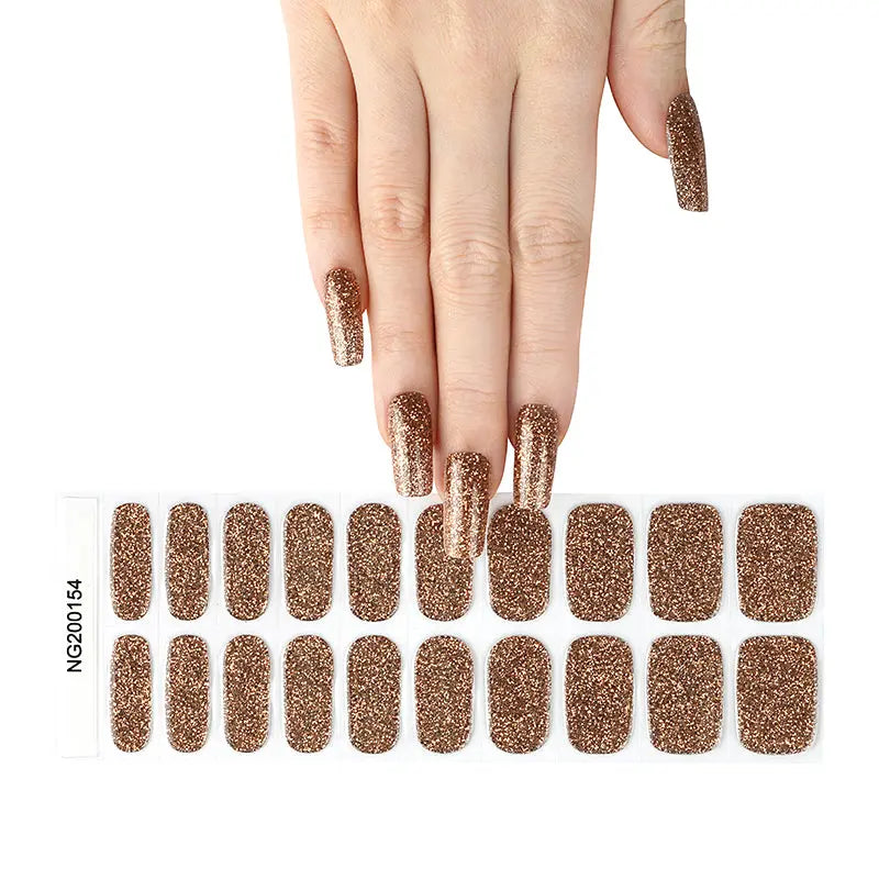 Gel Offer Endless Design Brown Glitter — Semi-Cured Gel Nail Wraps