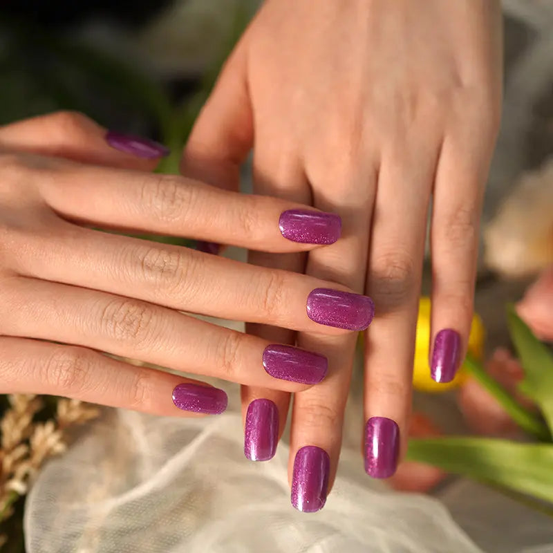 Gel With Uv Light Bulk Order Bright Purple Cat Eye — Semi-Cured Gel Nail Wraps