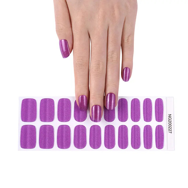 Gel With Uv Light Bulk Order Bright Purple Cat Eye — Semi-Cured Gel Nail Wraps