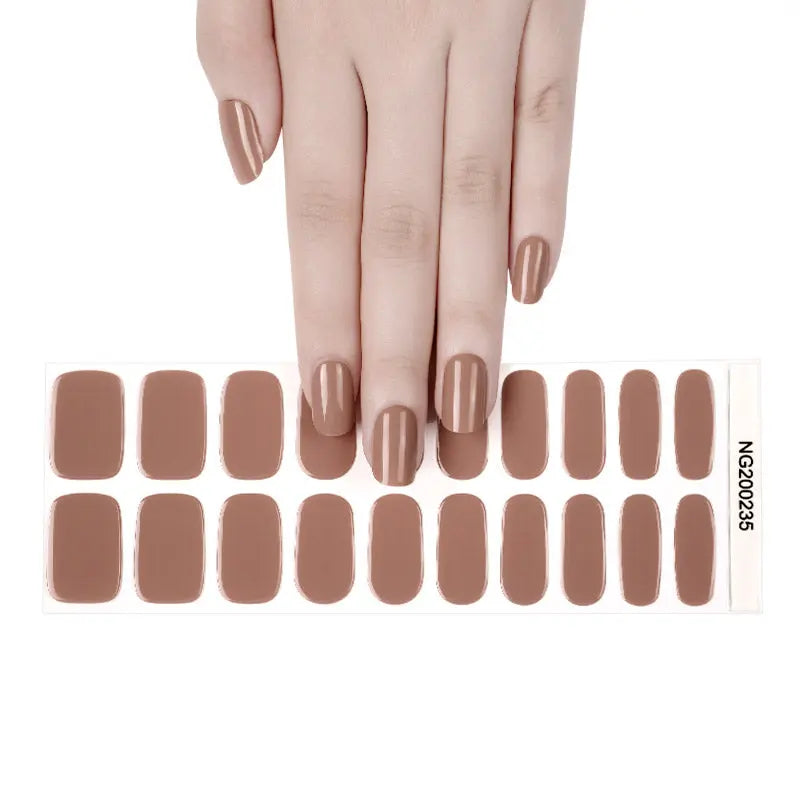 Gel With Stickers Brown Art — Semi-Cured Gel Nail Wraps