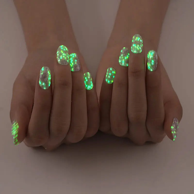 Glow-in-the-Dark Gel Available For Purple Confetti — Semi-Cured Gel Nail Wraps
