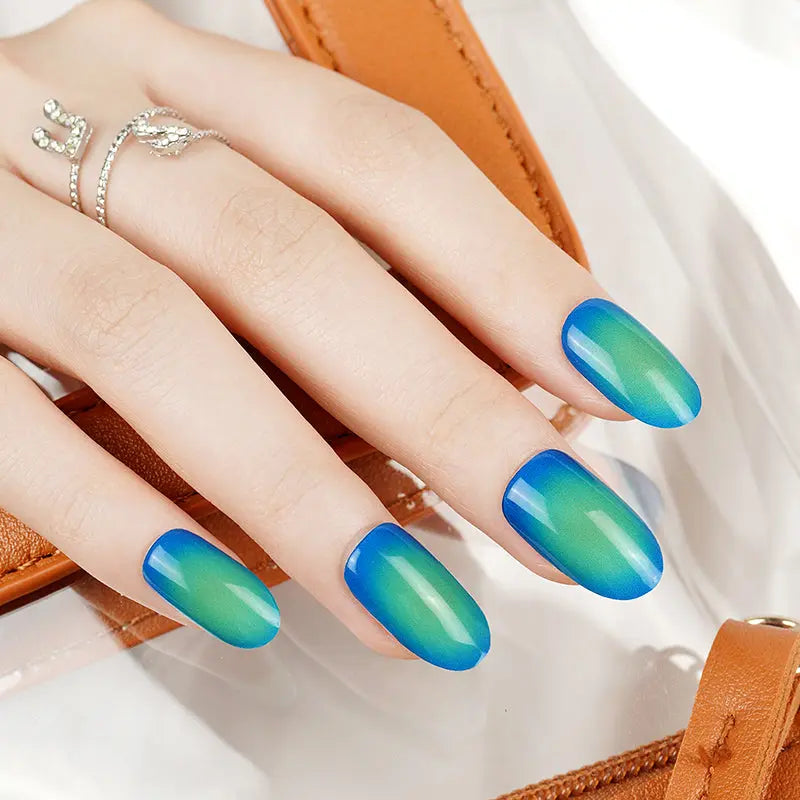 Green Ombre Stickers — Semi-Cured Gel Nail Wraps