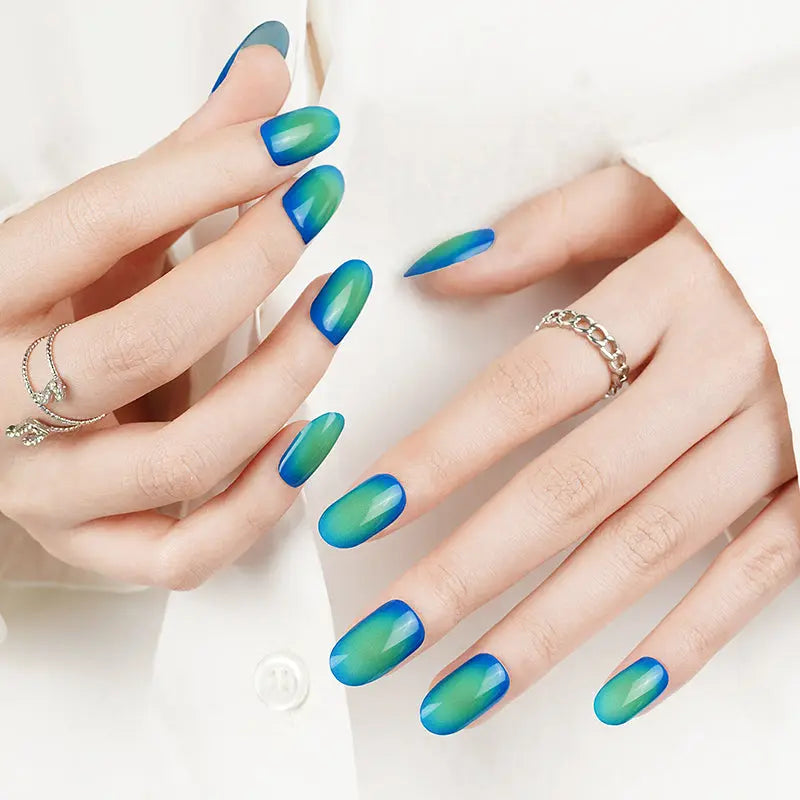Green Ombre Stickers — Semi-Cured Gel Nail Wraps