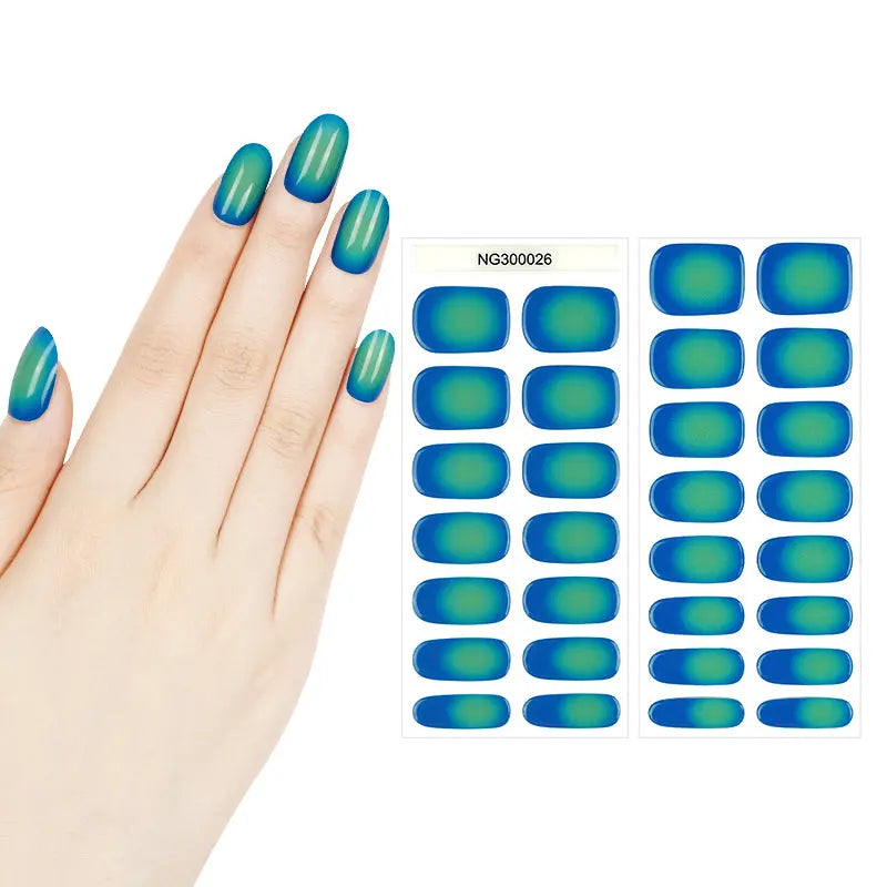 Green Ombre Stickers — Semi-Cured Gel Nail Wraps