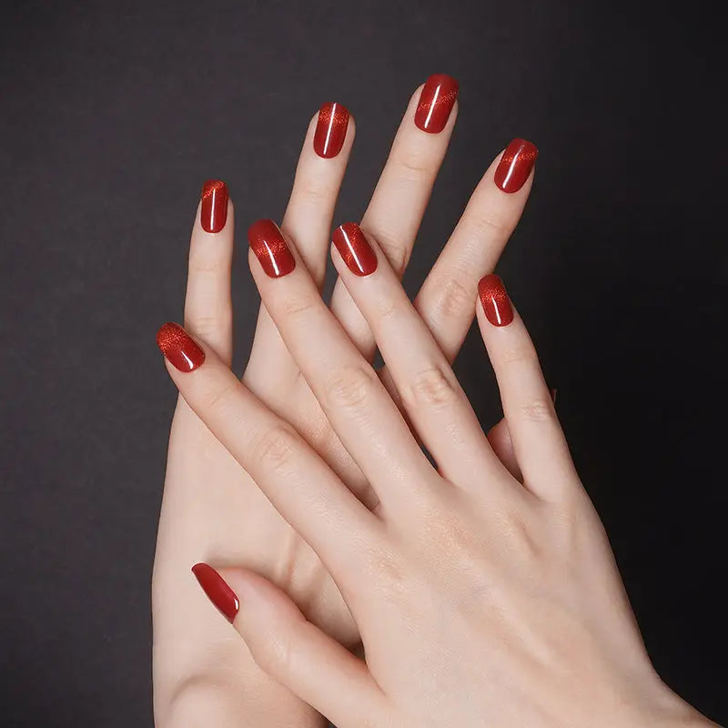 Decals For Gel Trade Red Cat Eye Manicure — Semi-Cured Gel Nail Wraps