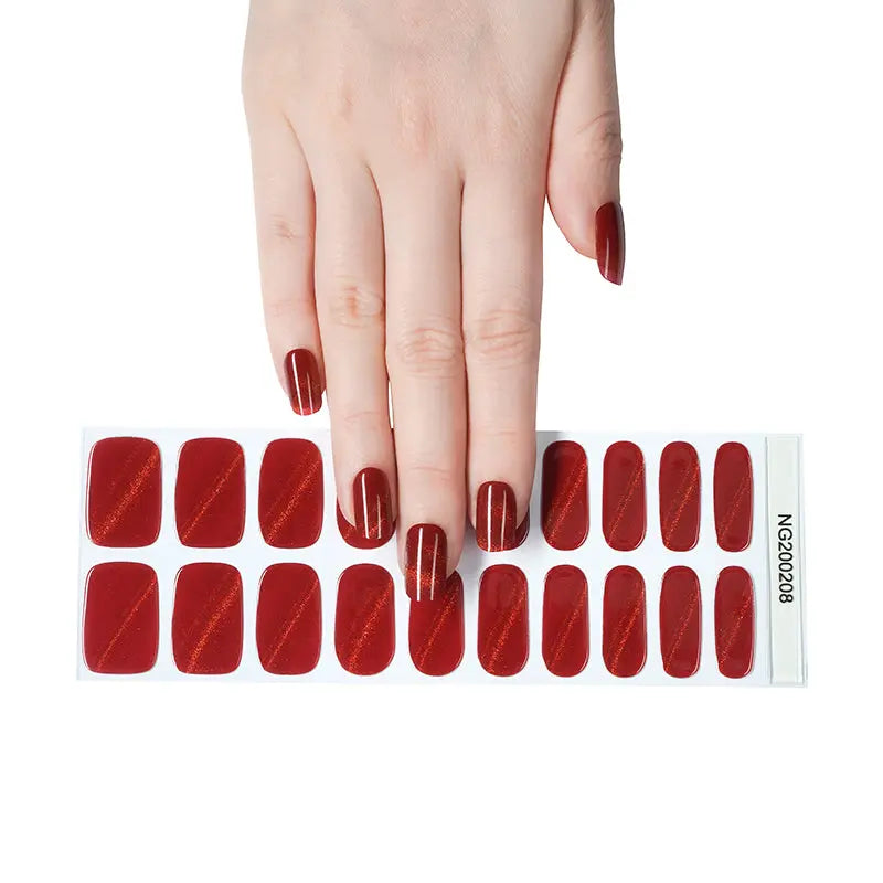 Decals For Gel Trade Red Cat Eye Manicure — Semi-Cured Gel Nail Wraps