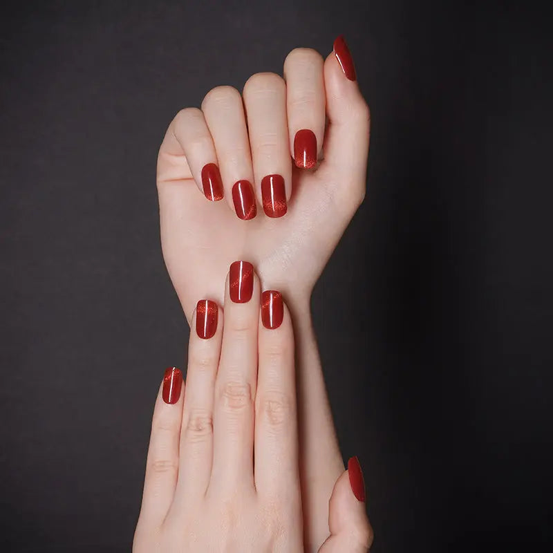 Decals For Gel Trade Red Cat Eye Manicure — Semi-Cured Gel Nail Wraps
