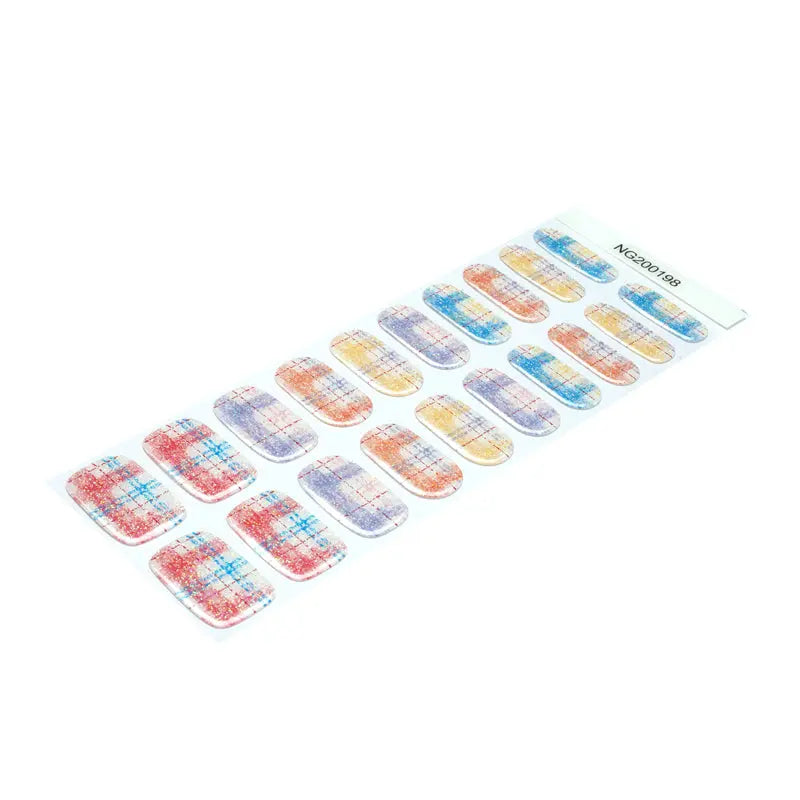 Stickers For Gel Bulk Gingham Sparkles — Semi-Cured Gel Nail Wraps