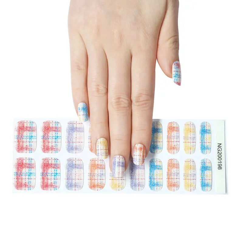Stickers For Gel Bulk Gingham Sparkles — Semi-Cured Gel Nail Wraps
