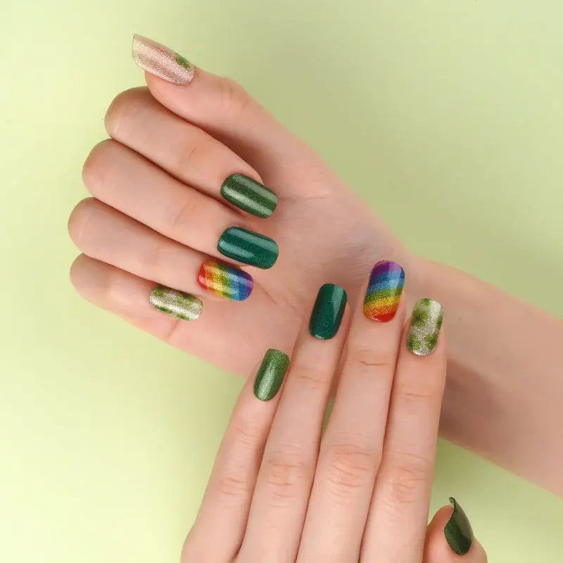 Stickers For Gel Polish Four-Leaf Clover Manicure — Semi-Cured Gel Nail Wraps