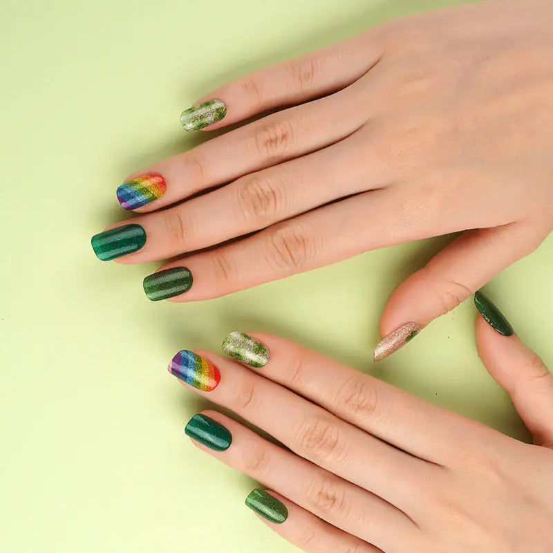 Stickers For Gel Polish Four-Leaf Clover Manicure — Semi-Cured Gel Nail Wraps