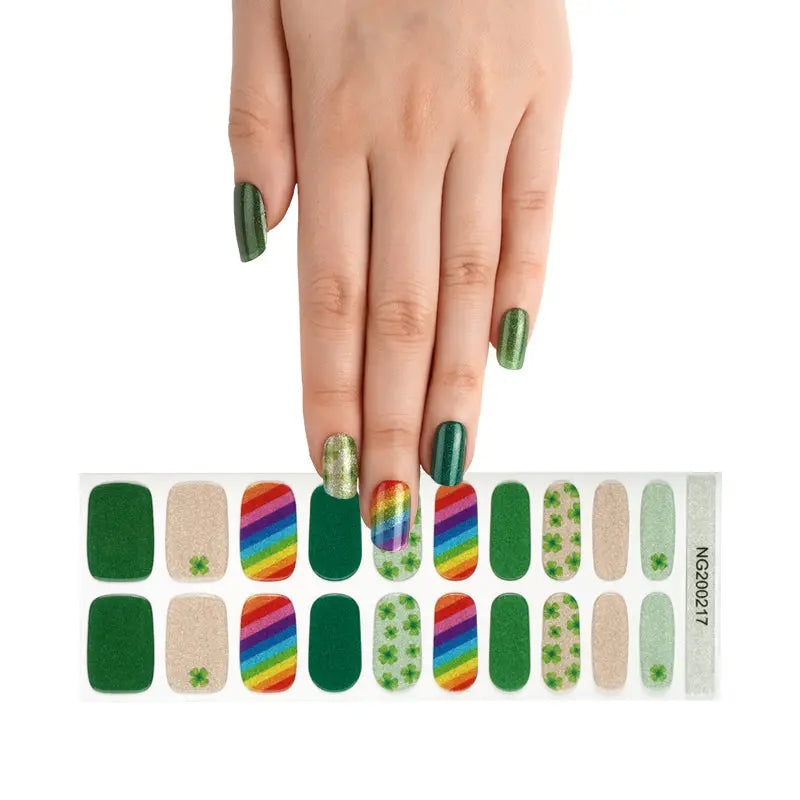 Stickers For Gel Polish Four-Leaf Clover Manicure — Semi-Cured Gel Nail Wraps