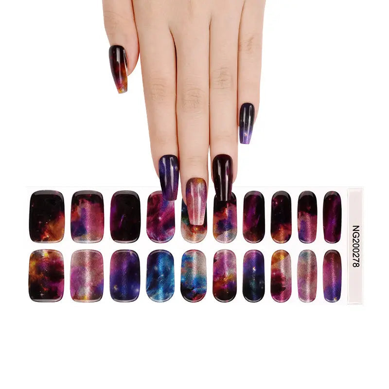 Stickers Semi-Transparent Cat-Eye Nailsviolet Nebula Dreams Art Wraps — Semi-Cured Gel Nail Wraps