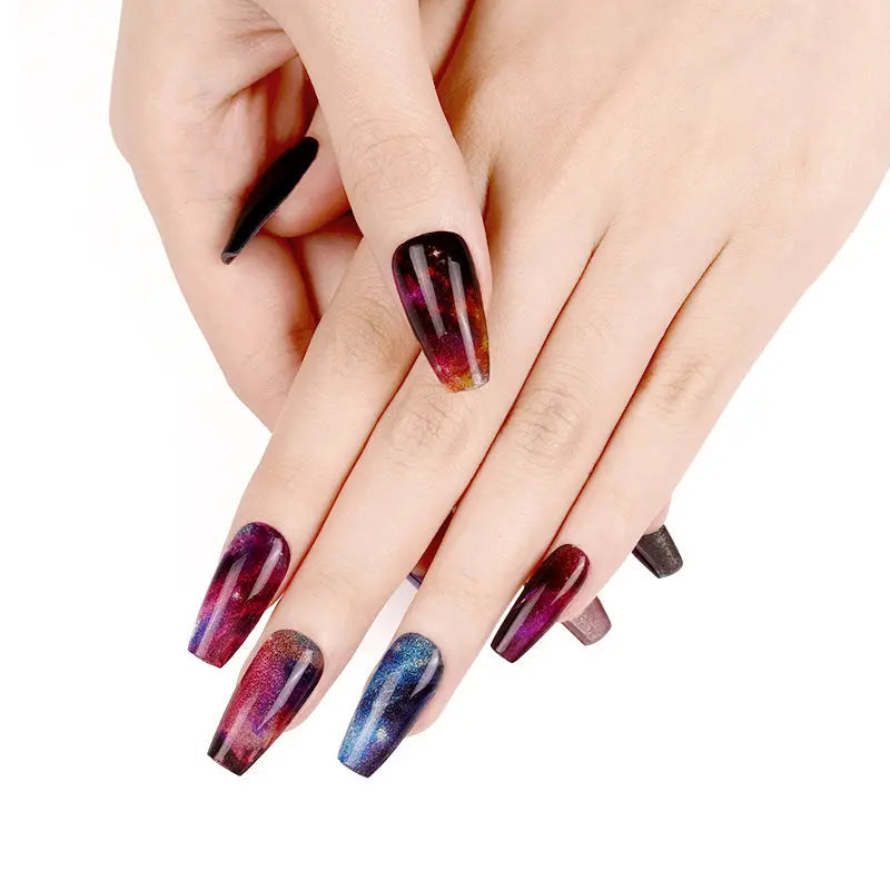 Stickers Semi-Transparent Cat-Eye Nailsviolet Nebula Dreams Art Wraps — Semi-Cured Gel Nail Wraps