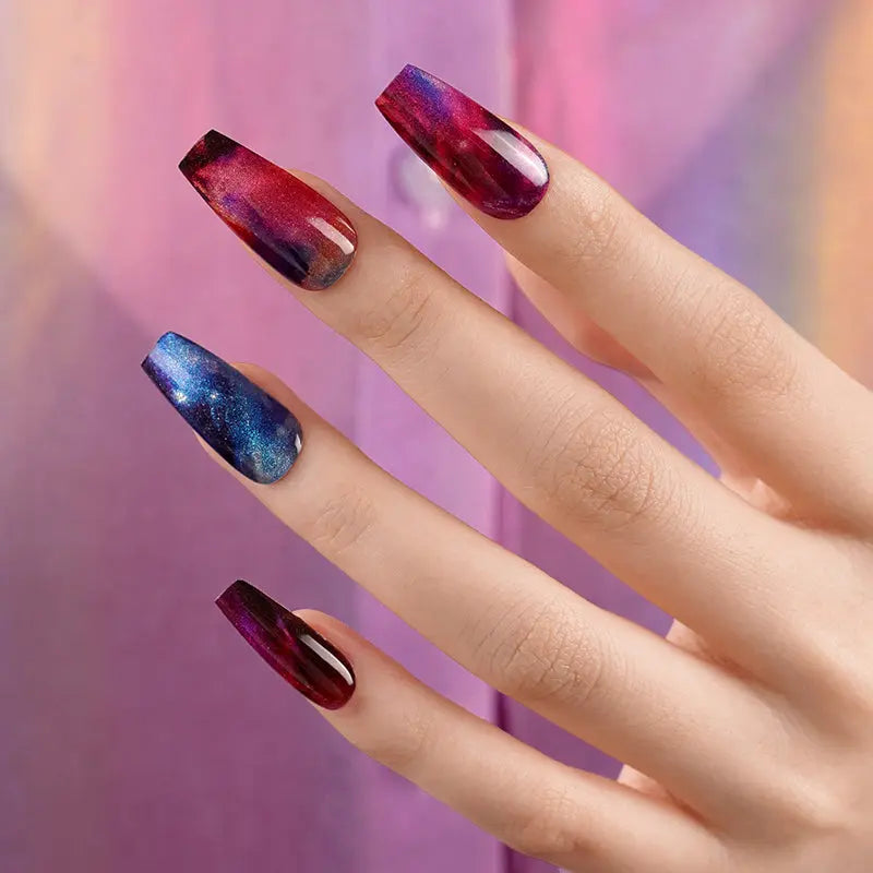 Stickers Semi-Transparent Cat-Eye Nailsviolet Nebula Dreams Art Wraps — Semi-Cured Gel Nail Wraps