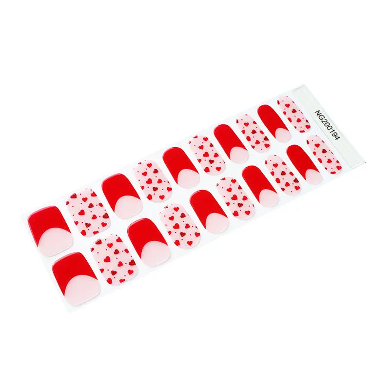 Stickers With Gel Polish Heart-To-Heart Style French — Semi-Cured Gel Nail Wraps