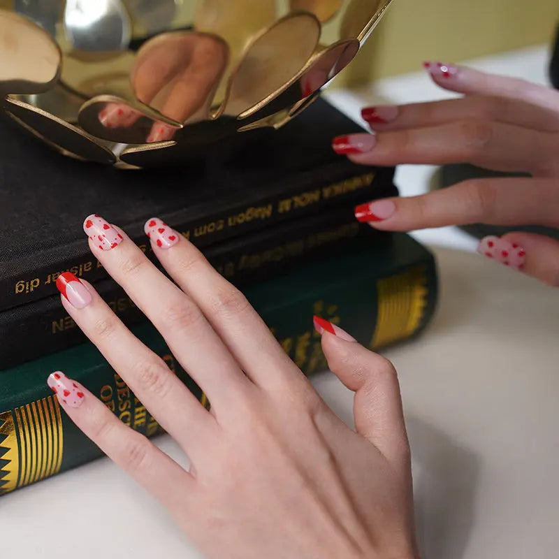 Stickers With Gel Polish Heart-To-Heart Style French — Semi-Cured Gel Nail Wraps