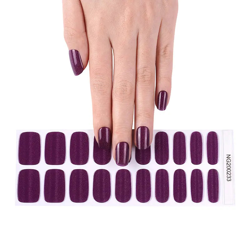 Strips Gel Deep Purple Cat Eye Manicure — Semi-Cured Gel Nail Wraps