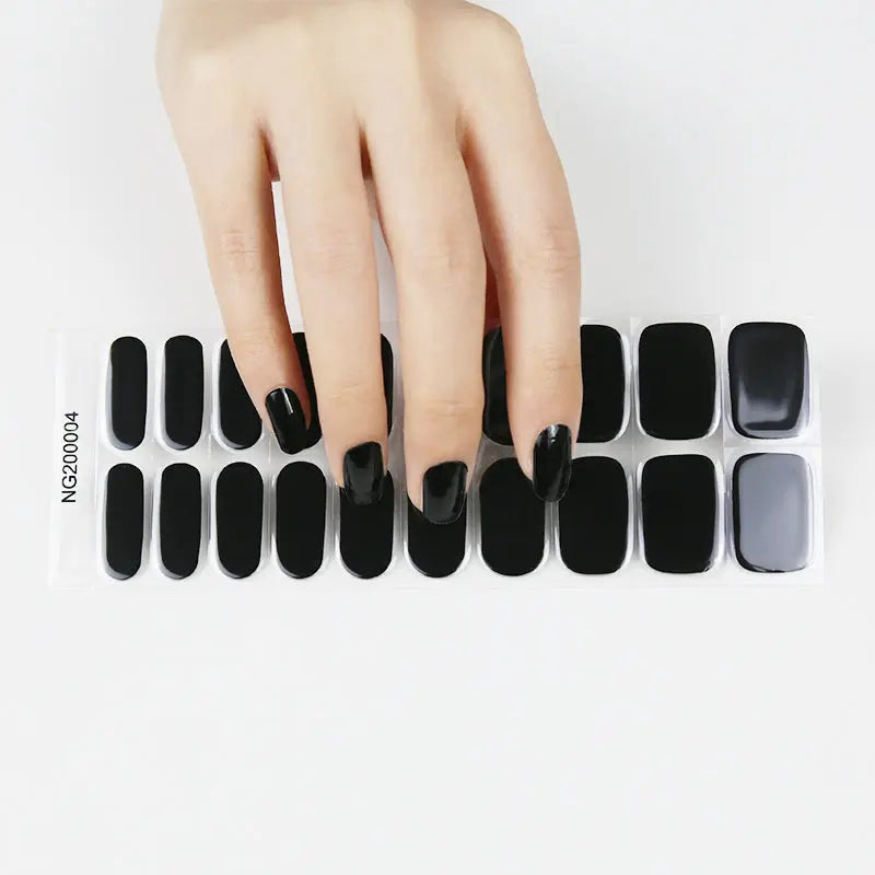Solid Night Black — Semi-Cured Gel Nail Wraps