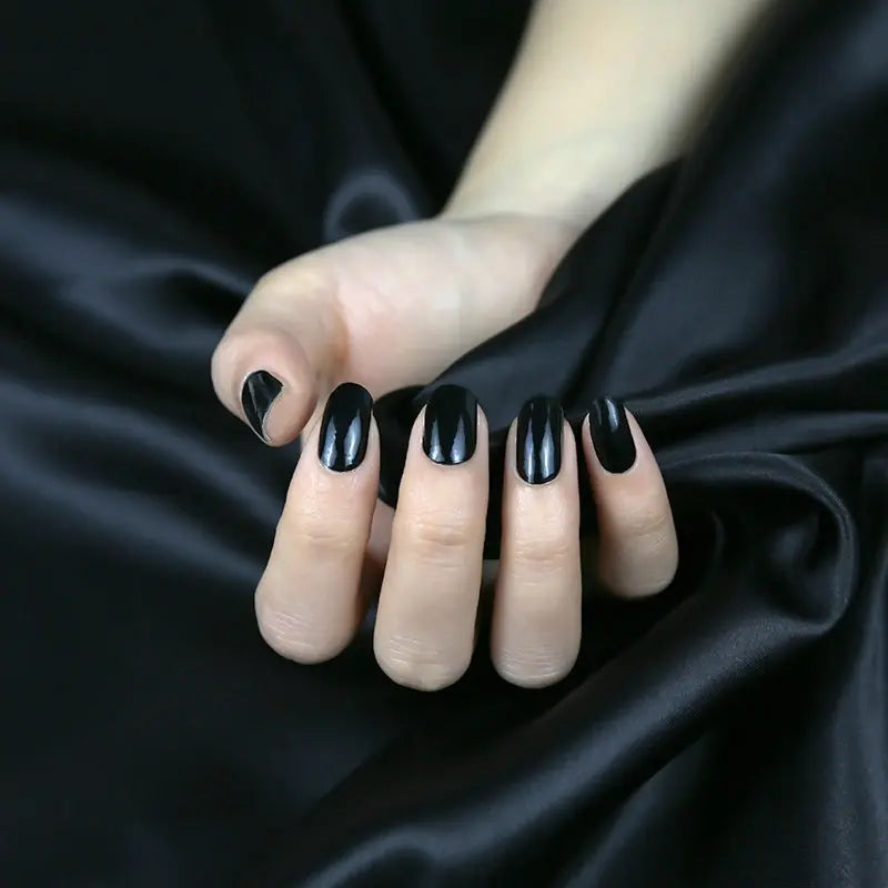 Solid Night Black — Semi-Cured Gel Nail Wraps