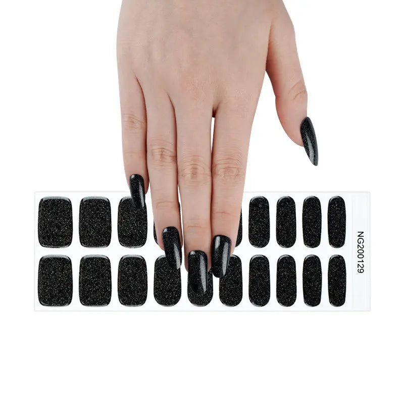 Glitter Black — Semi-Cured Gel Nail Wraps