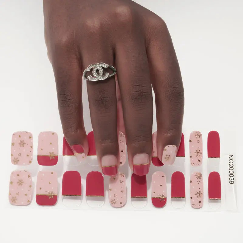 Strips Red Pink Christmas — Semi-Cured Gel Nail Wraps