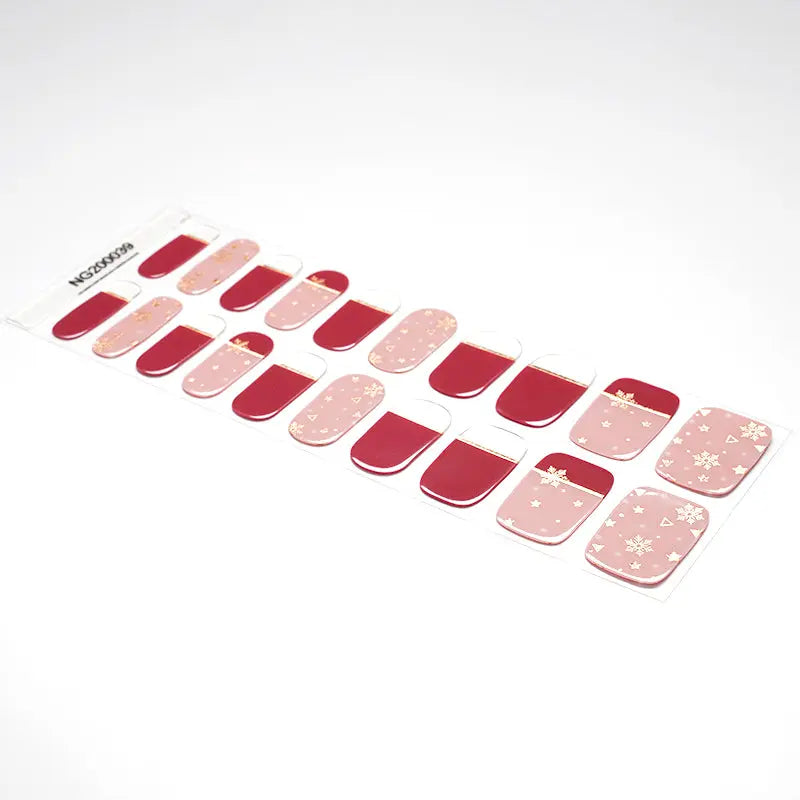 Strips Red Pink Christmas — Semi-Cured Gel Nail Wraps