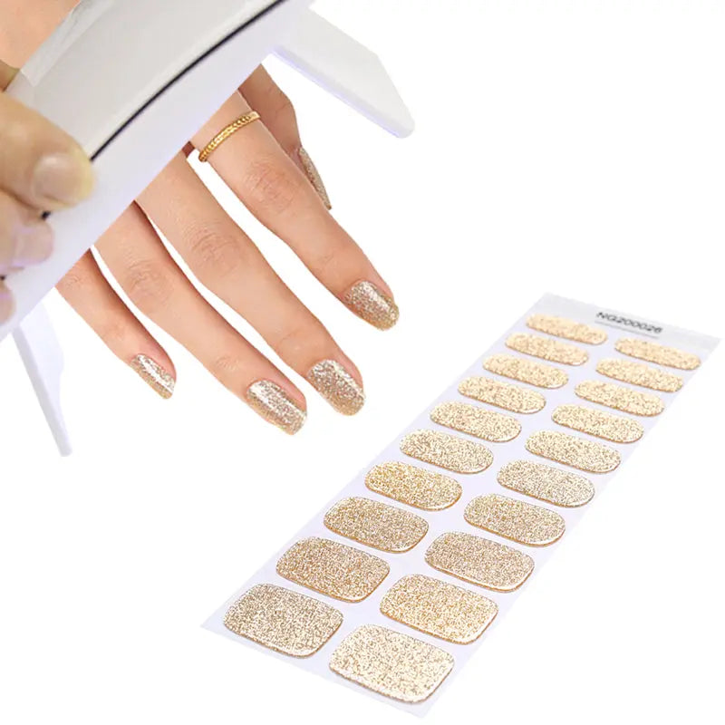 Gold Glitter — Semi-Cured Gel Nail Wraps