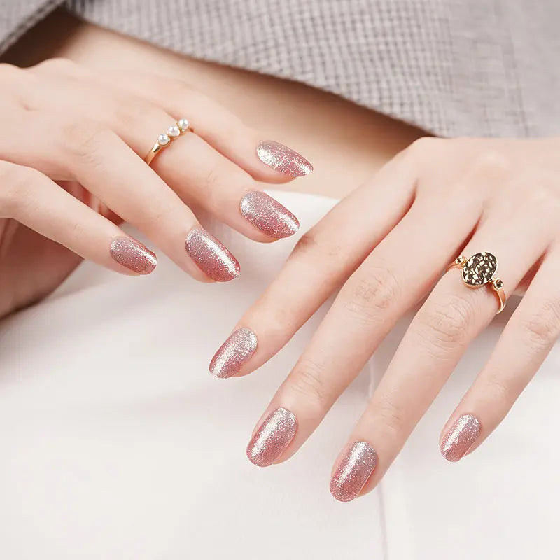 Ombre Pink Glitter Gel Strips — Semi-Cured Gel Nail Wraps
