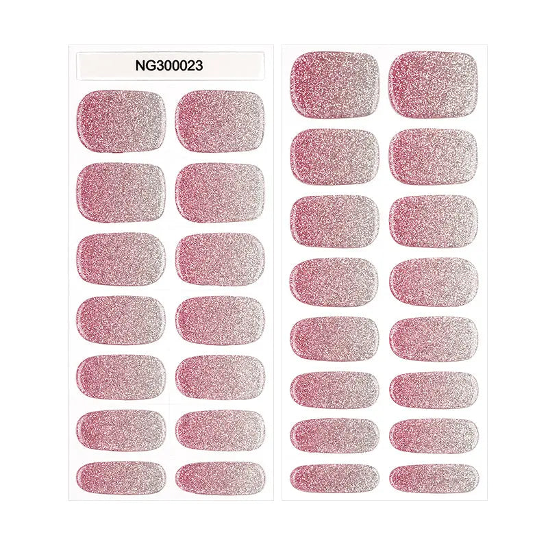 Ombre Pink Glitter Gel Strips — Semi-Cured Gel Nail Wraps