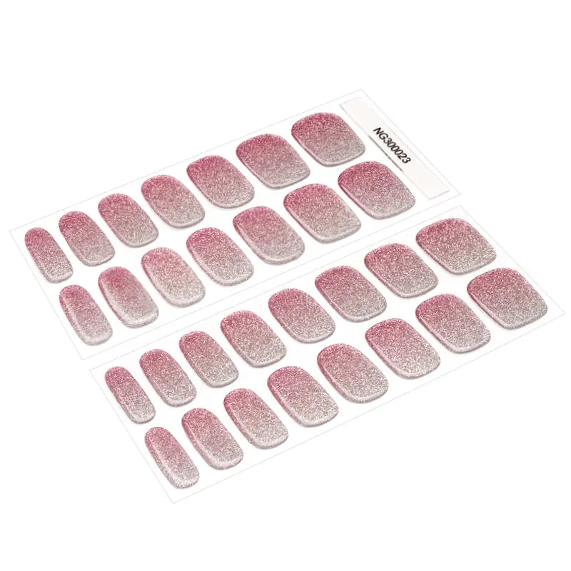 Ombre Pink Glitter Gel Strips — Semi-Cured Gel Nail Wraps