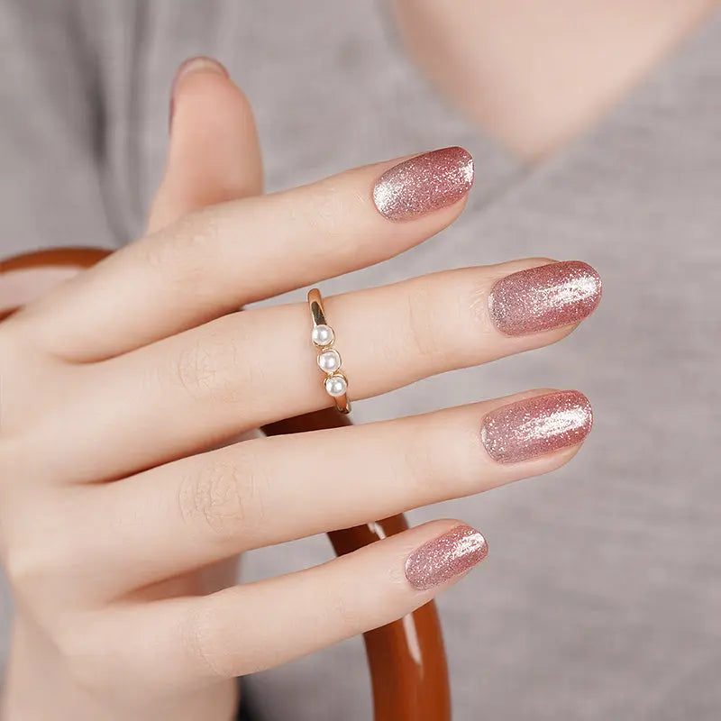 Ombre Pink Glitter Gel Strips — Semi-Cured Gel Nail Wraps