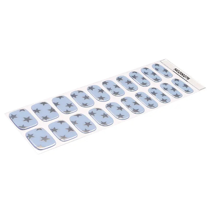 Press On Holographic Laser Powder Astral Blue Sparkle Adhesives — Semi-Cured Gel Nail Wraps