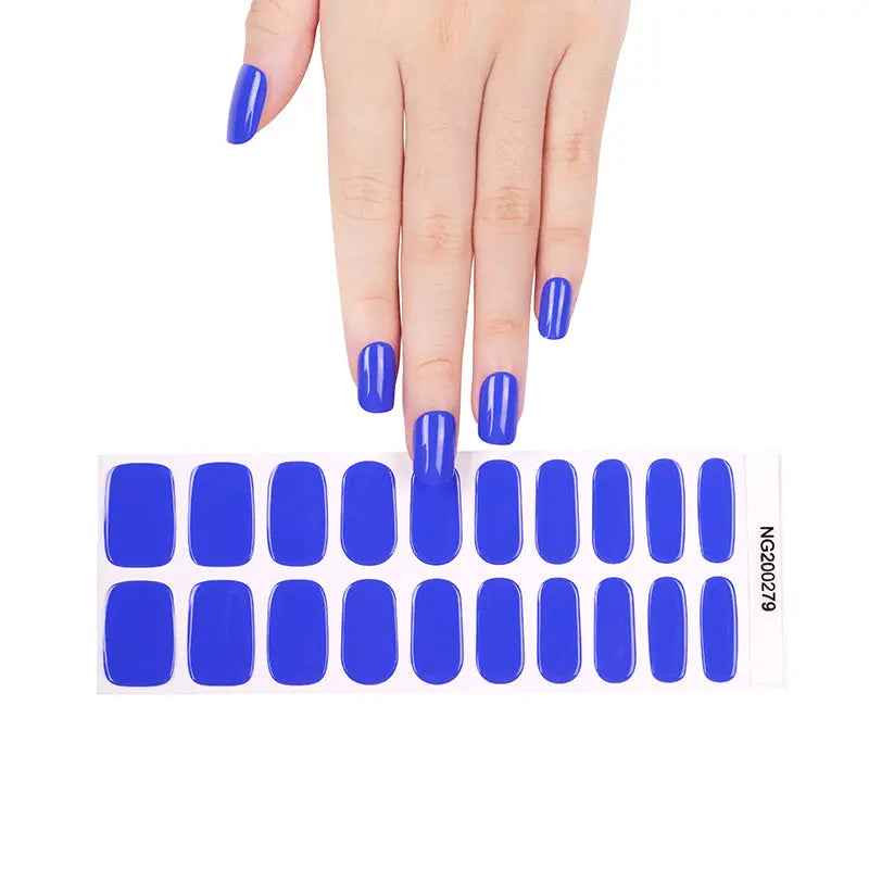 Press On Solid Color Klein Blue Embellishments — Semi-Cured Gel Nail Wraps