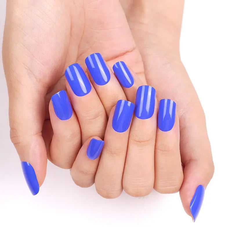 Press On Solid Color Klein Blue Embellishments — Semi-Cured Gel Nail Wraps