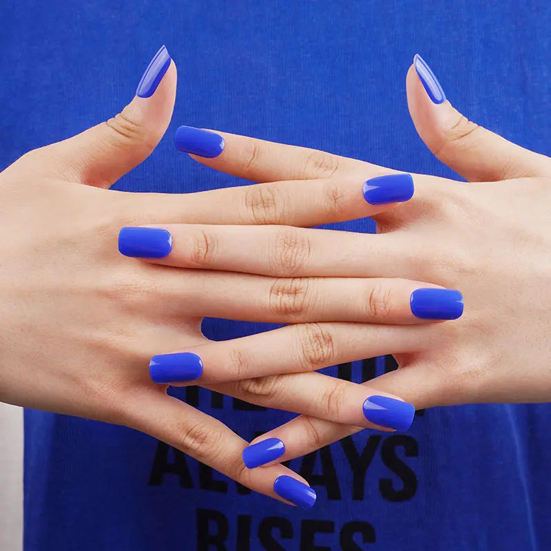 Press On Solid Color Klein Blue Embellishments — Semi-Cured Gel Nail Wraps