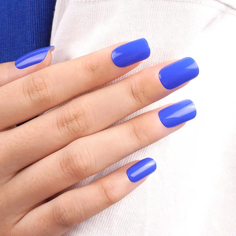 Press On Solid Color Klein Blue Embellishments — Semi-Cured Gel Nail Wraps