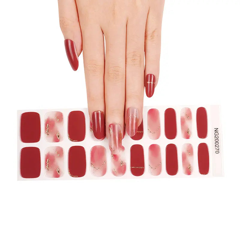 Red Halo Gel Sticker Best — Semi-Cured Gel Nail Wraps