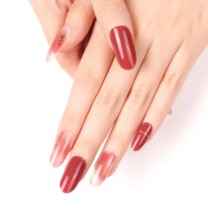 Red Halo Gel Sticker Best — Semi-Cured Gel Nail Wraps