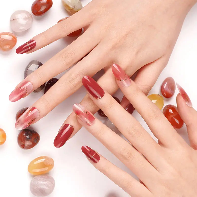 Red Halo Gel Sticker Best — Semi-Cured Gel Nail Wraps